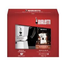 Bialetti Moka Express 3 Tassen + 200g Nocciola gemahlen - Geschenkset