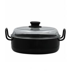 Riess Schwarzemaille Omas Schmorpfanne mit Glasdeckel 28cm