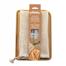 Pebbly Chef-Set Schneidbrett + Messer + Schler + Beutel Bambus