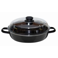 Riess Schwarzemaille Schmorpfanne mit Glasdeckel - in 3 Gr��en