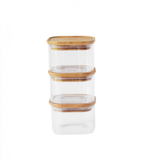 Pebbly Vorratsglas mit Bambusdeckel 500ml - 3er Set