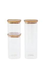 Pebbly Vorratsglas mit Bambusdeckel - 3er Set
