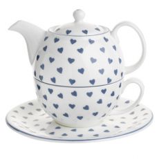 Roy Kirkham Tea for One  Set Blue Hearts