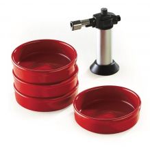 Emile Henry Creme Brulee-Set 4 Sch�lchen + Brenner - Grand Cru