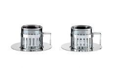 Alessi ARDT Set aus 2 Tassen mit Untertassen