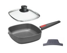 WOLL Titanium Nowo Induction Profi-Gusspfanne viereckig 28cm INDUKTION + Glasdeckel + Griffschutz