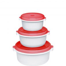 emsa MICRO FAMILY Mikrowellengeschirr Set 3tlg. wei�/rot