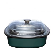 Riess Nouvelle Teal Dampfgarer mit Gareinsatz und Glasdeckel 28x28cm