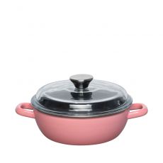 Riess Nouvelle Pink Schmorpfanne mit Glasdeckel 20cm hoch
