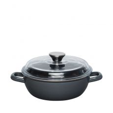 Riess Nouvelle Dark Grey Schmorpfanne mit Glasdeckel 20cm hoch