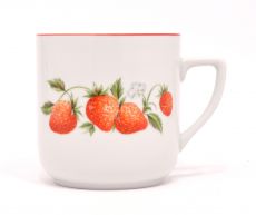 Kaffeebecher PETKA 0.40l Erdbeeren roter Rand