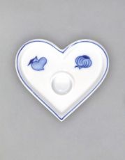 Zwiebelmuster Kerzenleuchter flach - Herz 9,2cm - Original Bohemia Porzellan aus Dubi