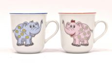 Kinderbecher / H�ferl Fassungsverm�gen von 0,17 l mit kleinen blauen und rosa  Elefant