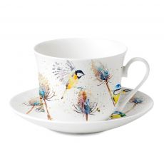 Roy Kirkham Jumbotasse + Untertasse BIRDS & TEASELS