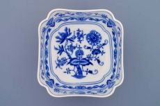 Zwiebelmuster Salatsch�ssel 4-eckig 18cm hoch - Original Bohemia Porzellan aus Dubi