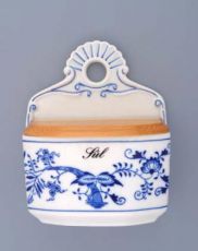 Zwiebelmuster Salzmetze mit Holzdeckel 0,70l - Original Bohemia Porzellan aus Dubi