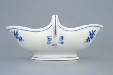 Zwiebelmuster Sauciere ohne Fuss mit 2 Henkeln 0,55l - Original Bohemia Porzellan aus Dubi