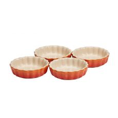 Le Creuset 4er-Set Tartef�rmchen 11cm - Kirschrot