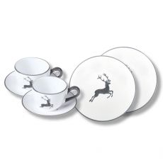 Gmundner Keramik Grauer Hirsch Fr�hst�ck f�r zwei Cup - Geschenkset