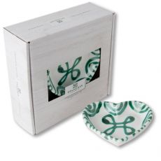 Gmundner Keramik Gr�ngeflammt Herzschale (L: 10 cm) - Geschenkkarton