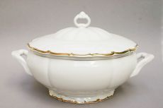 Goldrand Suppensch�ssel mit Deckel und Ausschnitt