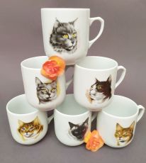 6 St�ck Kaffeebecher Trojka Katzen 300ml