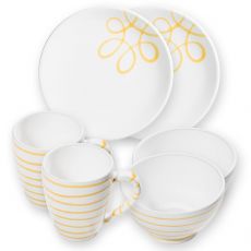 Gmundner Keramik Pur Geflammt gelb H�ttenfr�hst�ck f�r zwei Cup - Geschenkset