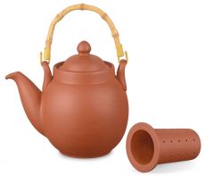 Aricola Ton Teekanne mit Tonsieb und Bambushenkel - 0,8l
