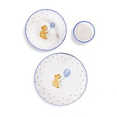 Gmundner Keramik Tupfen blau Kinderset mit B�r