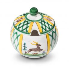 Gmundner Keramik Jagd Zuckerdose mit Ausschnitt (� 10cm)