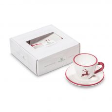 Gmundner Keramik Bordeauxroter Hirsch Espresso f�r dich Gourmet - Geschenkset