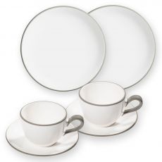 Gmundner Keramik Grauer Rand Fr�hst�ck f�r zwei Classic