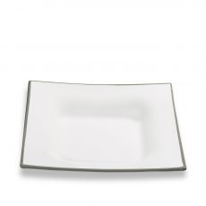 Gmundner Keramik Grauer Rand Suppenschale quadratisch