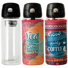 Doras To Go Becher aus Glas mit Einhandverschluss 380ml