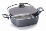 WOLL Titanium Nowo Induction Guss-Kasserolle hoch viereckig 28cm mit Glasdeckel INDUKTION