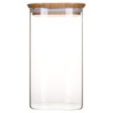 Pebbly Vorratsglas quadratisch stapelbar mit Bambusdeckel 1,4l
