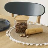 Pebbly Vorratsglas quadratisch stapelbar mit Bambusdeckel 800ml