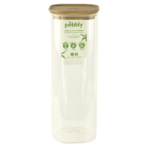 Pebbly Vorratsglas quadratisch stapelbar mit Bambusdeckel 2,2l
