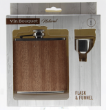 Vin Bouquet Natural Flachmann mit Holzfinish mit Trichter 200ml