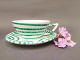 Gmundner Keramik Gr�ngeflammt Teetasse Trend mit Unterteller 4er Set