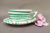 Gmundner Keramik Gr�ngeflammt Teetasse Trend mit Unterteller 4er Set