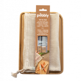 Pebbly Chef-Set Schneidbrett + Messer + Schäler + Beutel Bambus