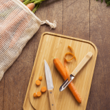 Pebbly Chef-Set Schneidbrett + Messer + Schler + Beutel Bambus