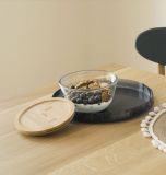 Pebbly Vorratsglas rund stapelbar mit Bambusdeckel 770ml