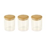 Pebbly Gew�rzgl�ser mit Bambusdeckel 3er Set
