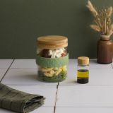 Pebbly Lunchset mit Dressingglas und Bambusdeckel