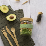 Pebbly Lunchset mit Dressingglas und Bambusdeckel