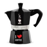Bialetti Moka Express Espressokocher I love Coffee schwarz - 2 Größen