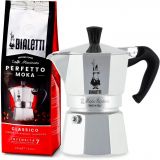 Bialetti Moka Express 6 Tassen + 250g Moka Classico gemahlen - Geschenkset