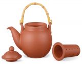 Aricola Ton Teekanne mit Tonsieb und Bambushenkel - 1,1l